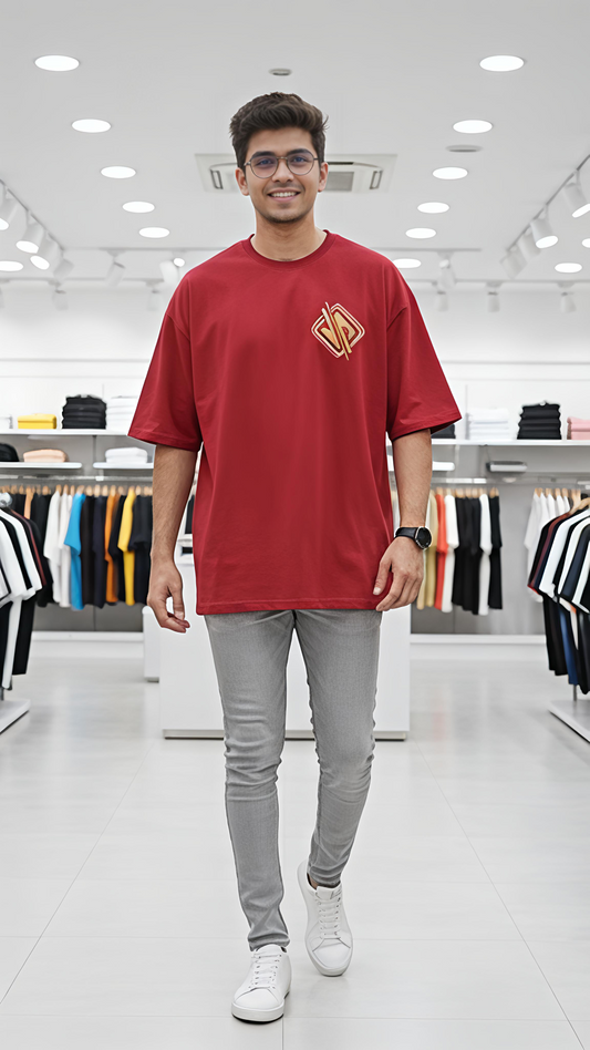 Printed Oversized T-Shirt Cotton Red