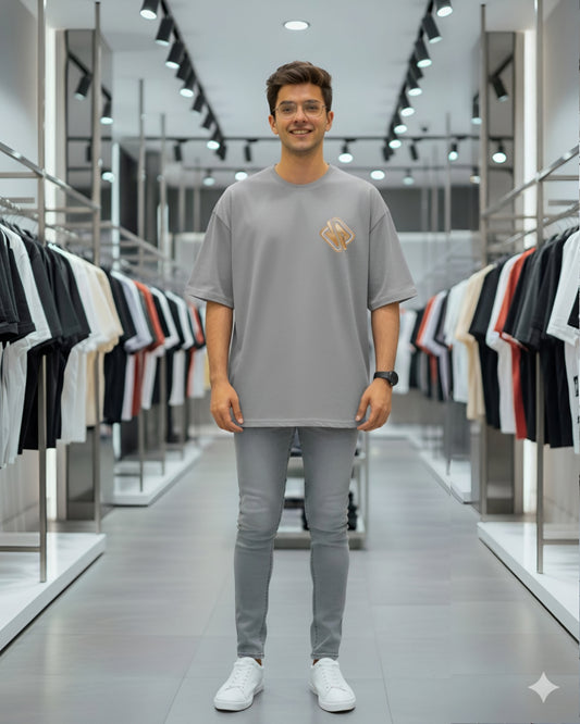 Printed Oversized T-Shirt Cotton Gray