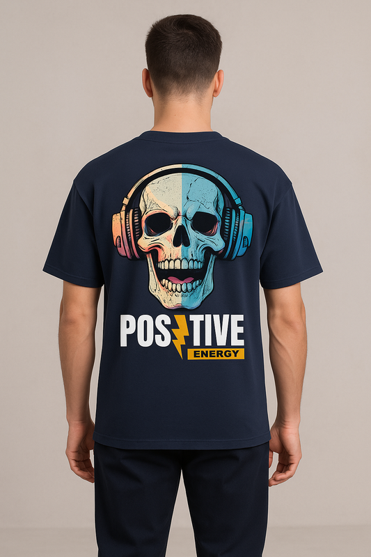 Printed Oversized T-Shirt Cotton Navy