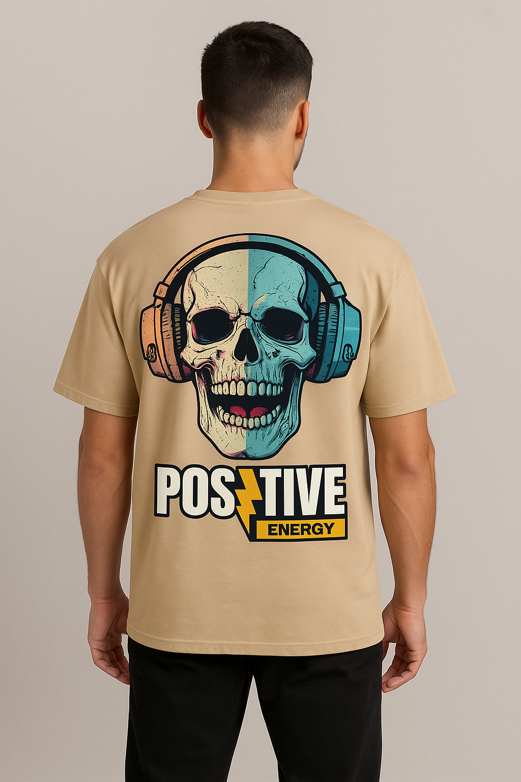 Printed Oversized T-Shirt Cotton Beige