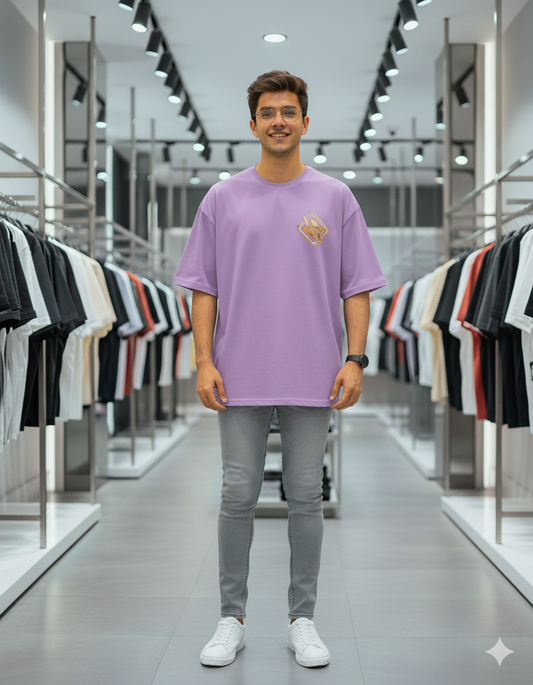 Printed Oversized T-Shirt Cotton Lavender