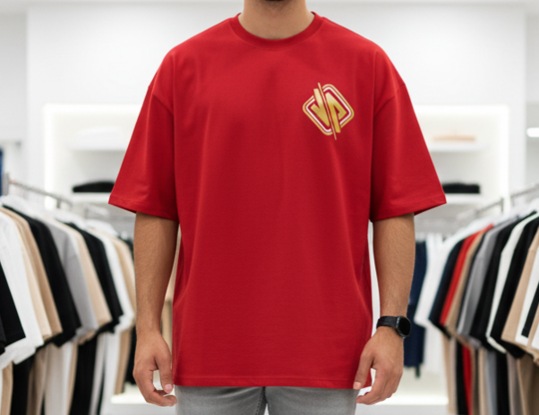 Printed Oversized T-Shirt Cotton Red