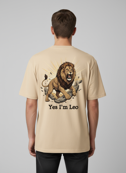 Printed Oversized T-Shirt Cotton Beige