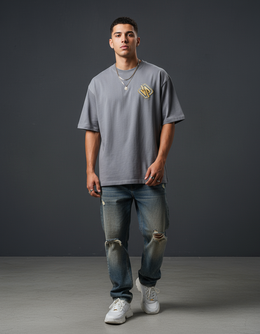Oversized T-Shirt Cotton Gray