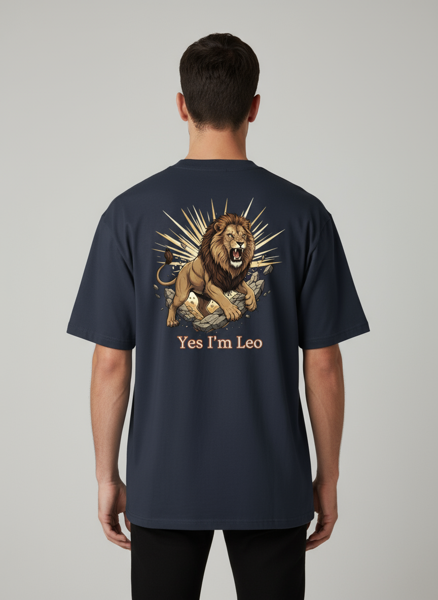 Printed Oversized T-Shirt Cotton Navy