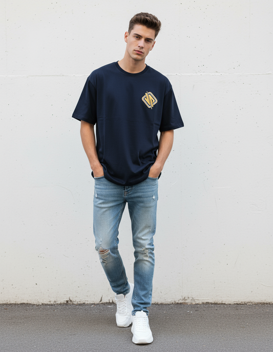 Oversized T-Shirt Cotton Navy Blue