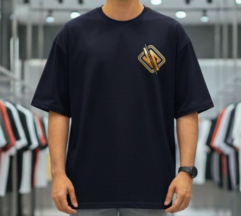 Printed Oversized T-Shirt Cotton Navy