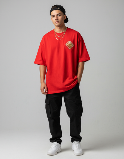 Printed Oversized T-Shirt Cotton Red