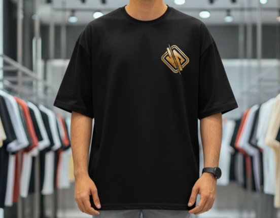 Printed Oversized T-Shirt Cotton Black