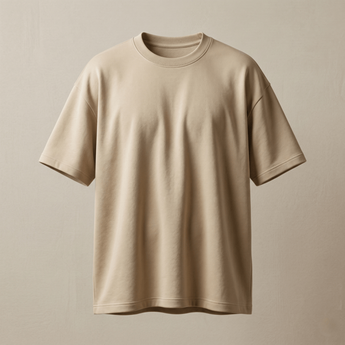 Premium Oversized TShirt Printed Ultra Comfortable Cotton 200 GSM Beige Boo Crew