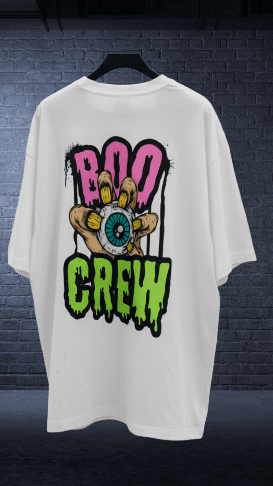 Premium Oversized TShirt Printed Ultra Comfortable Cotton 200 GSM White Boo Crew