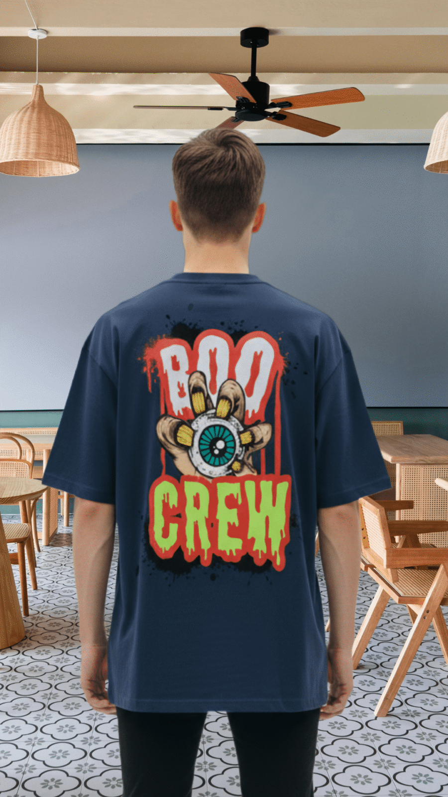 Untitled (2) (1) Premium Oversized TShirt Printed Ultra Comfortable Cotton 200 GSM Navy Boo Crew