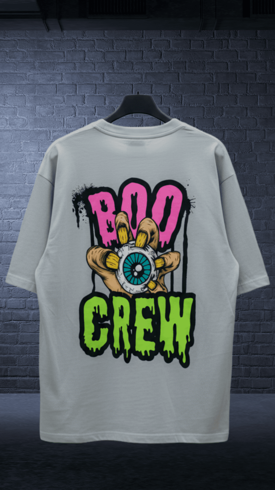 Premium Oversized TShirt Printed Ultra Comfortable Cotton 200 GSM Grey Boo Crew