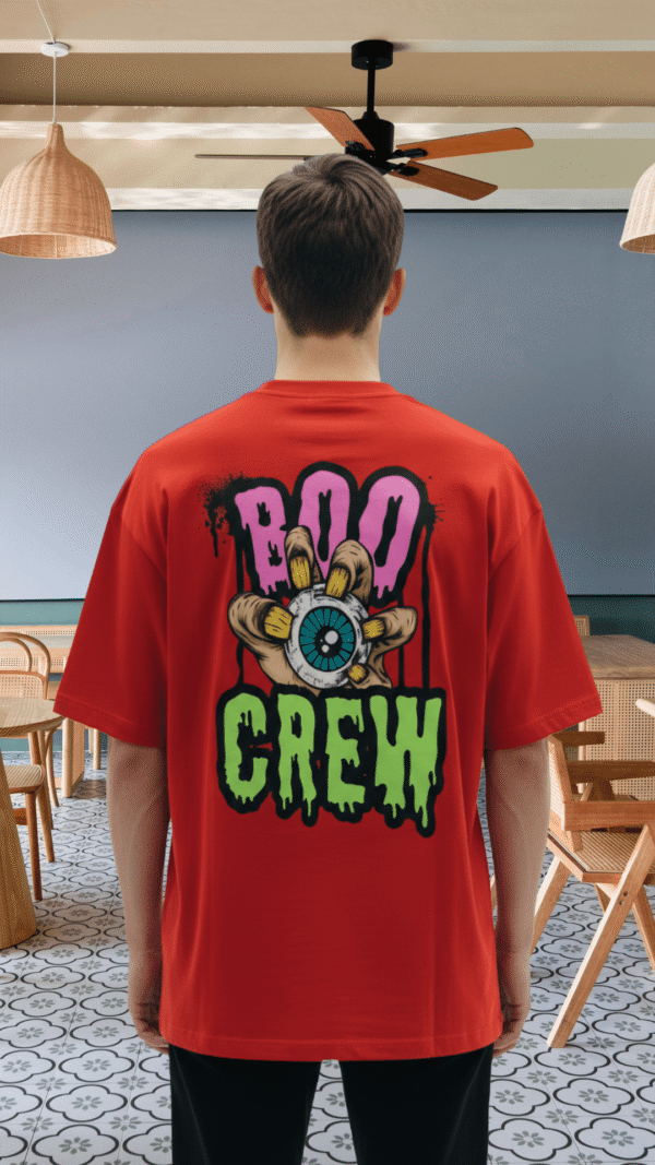 Premium Oversized TShirt Printed Ultra Comfortable Cotton 200 GSM Red Boo Crew