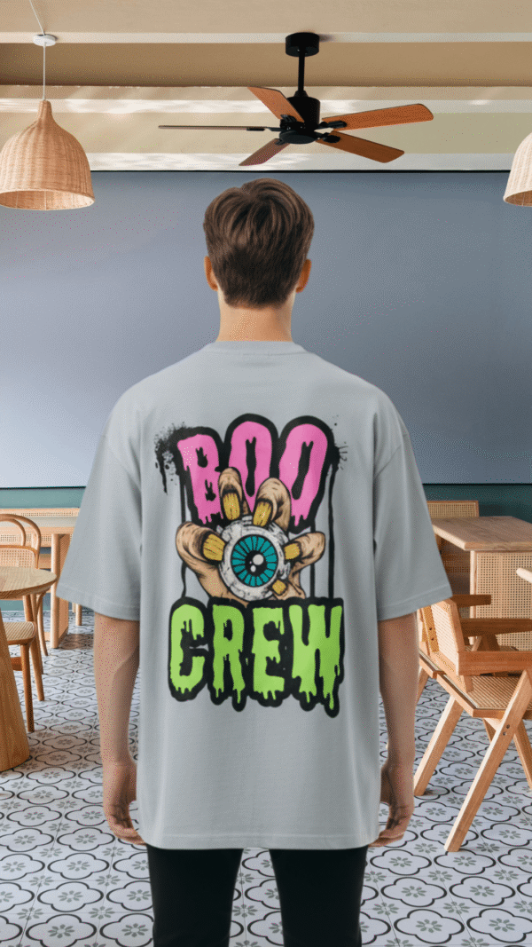 Premium Oversized TShirt Printed Ultra Comfortable Cotton 200 GSM Grey Boo Crew