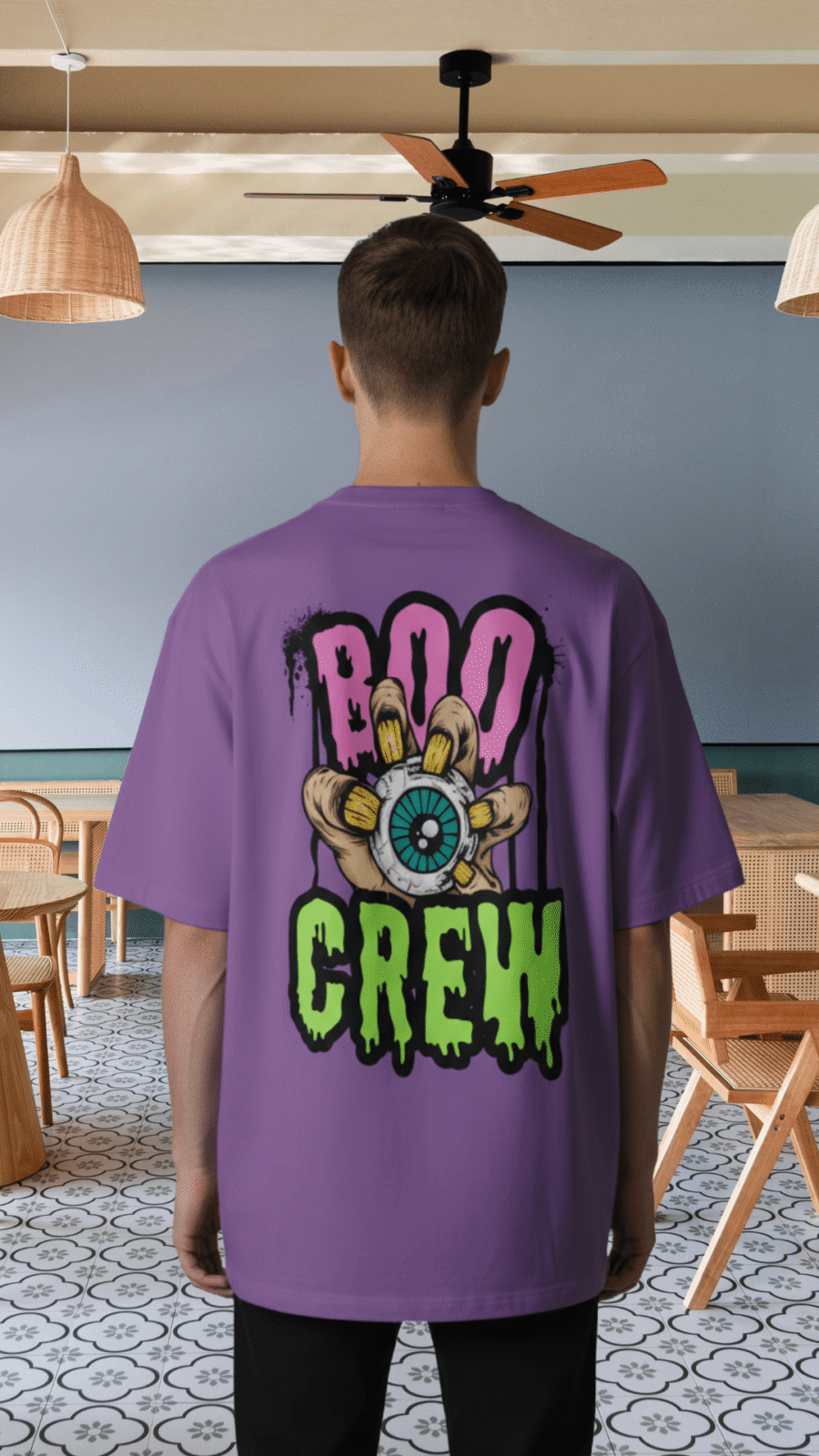 Premium Oversized TShirt Printed Ultra Comfortable Cotton 200 GSM Lavender Boo Crew
