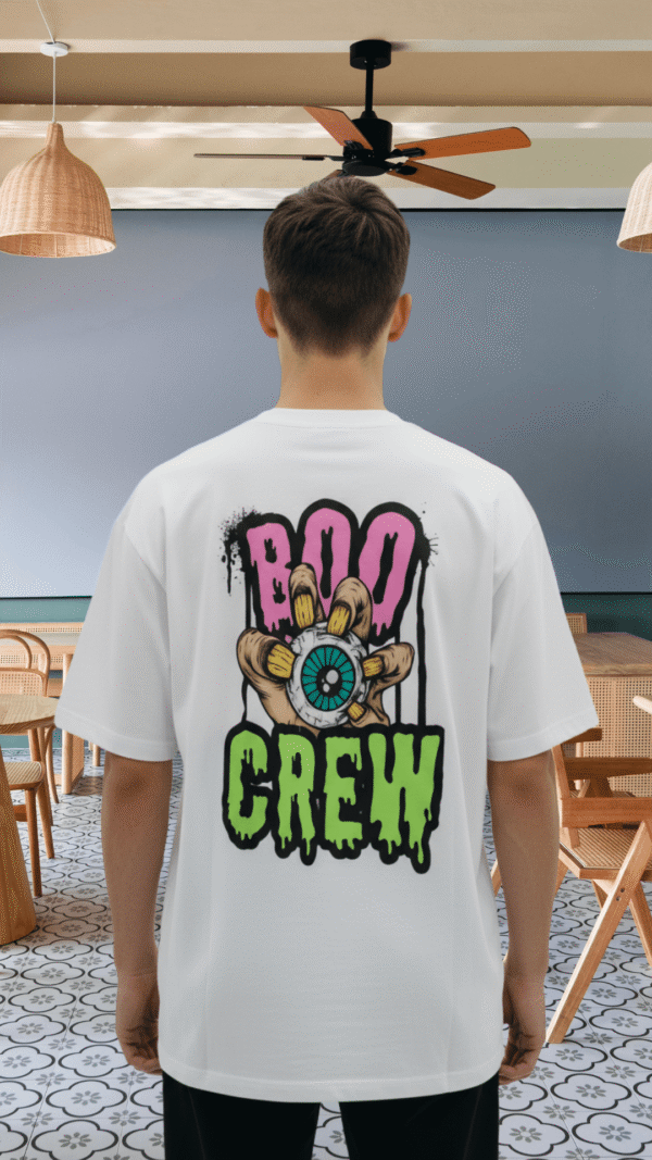 Premium Oversized TShirt Printed Ultra Comfortable Cotton 200 GSM White Boo Crew