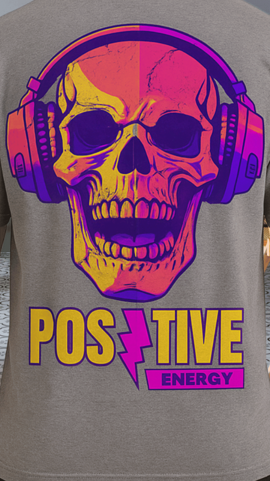 Premium Oversized TShirt Printed Ultra Comfortable Cotton 200 GSM Grey Positive Energy