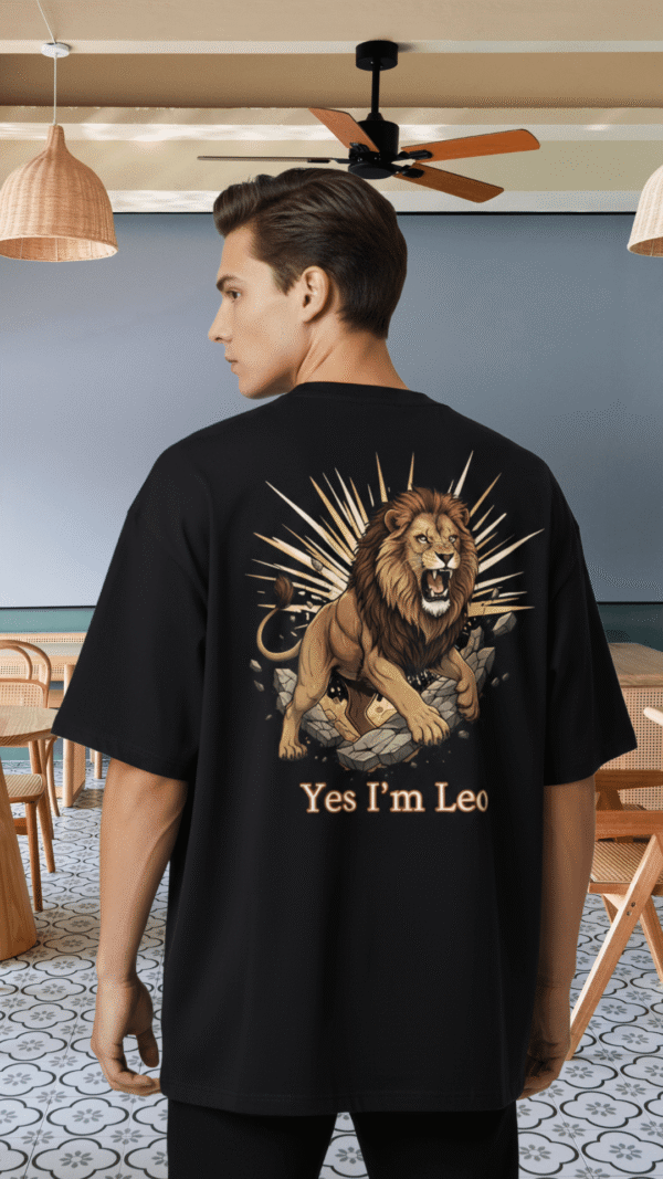 Premium Oversized TShirt Printed Ultra Comfortable Cotton 200 GSM Black Leo