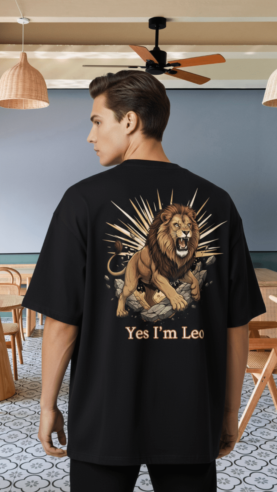 Premium Oversized TShirt Printed Ultra Comfortable Cotton 200 GSM Black Leo