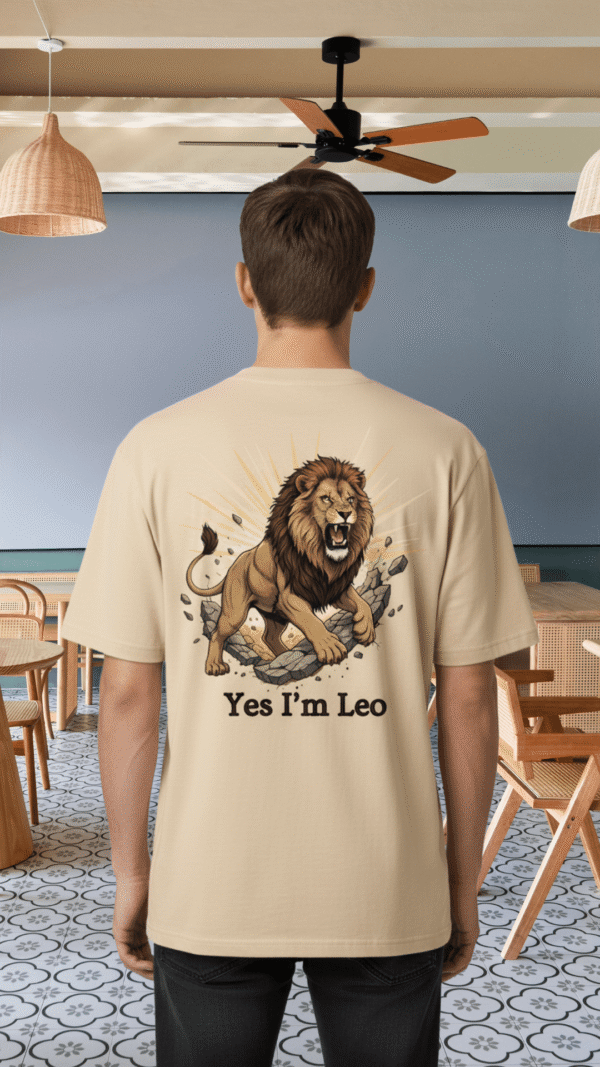 Premium Oversized TShirt Printed Ultra Comfortable Cotton 200 GSM Beige Leo