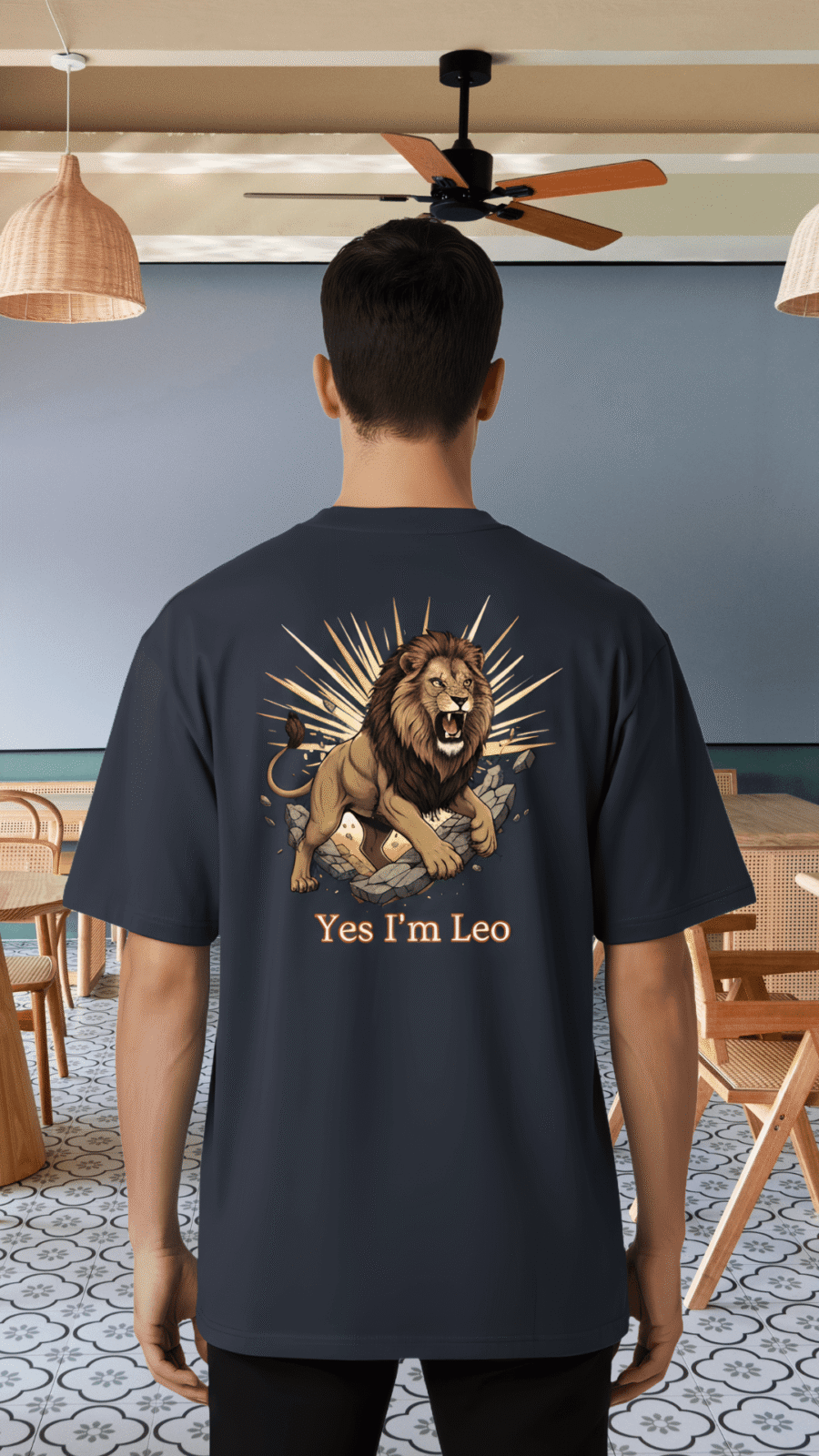 boy leoo Premium Oversized TShirt Printed Ultra Comfortable Cotton 200 GSM Navy Leo