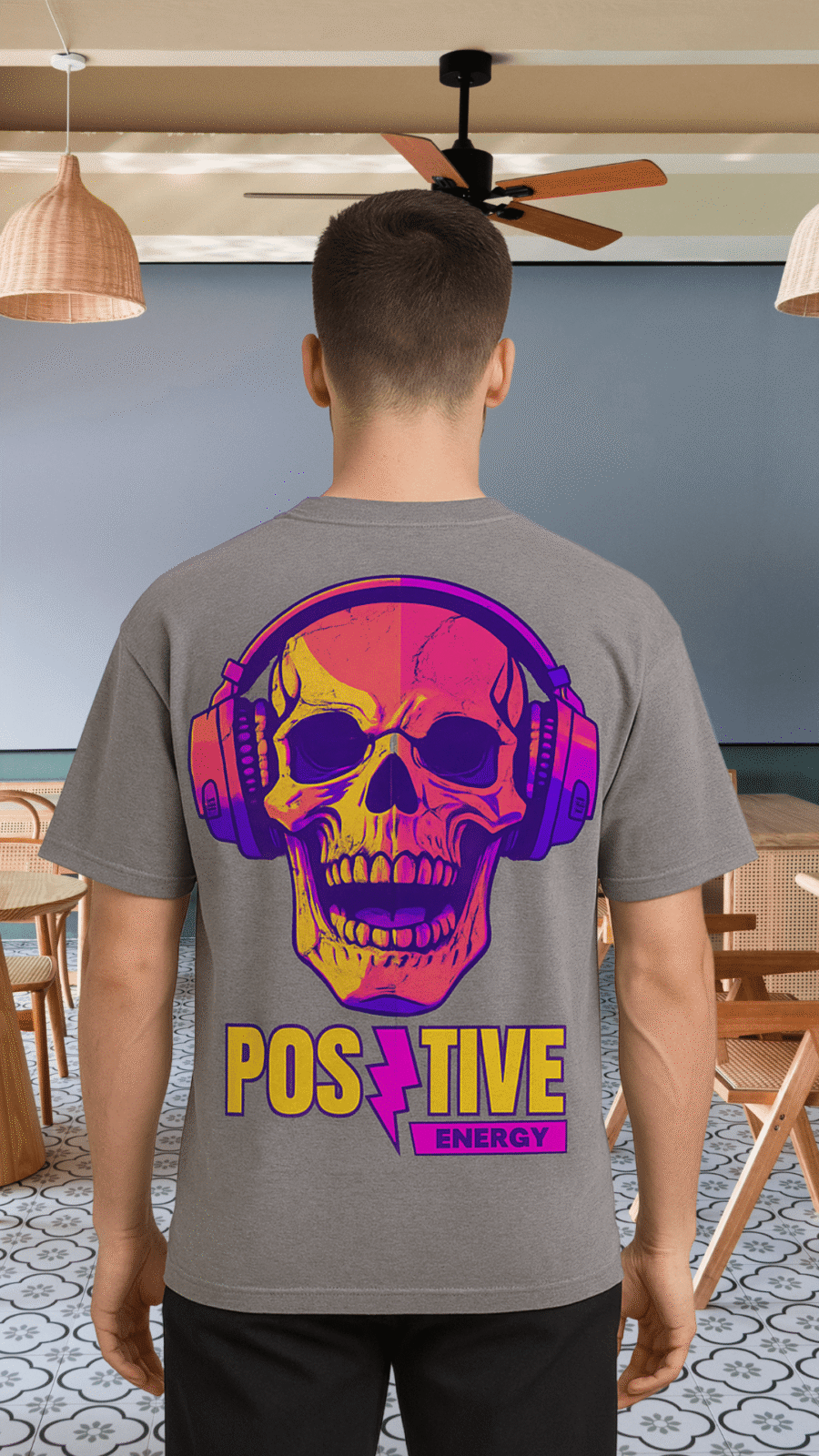 Premium Oversized TShirt Printed Ultra Comfortable Cotton 200 GSM Grey Positive Energy