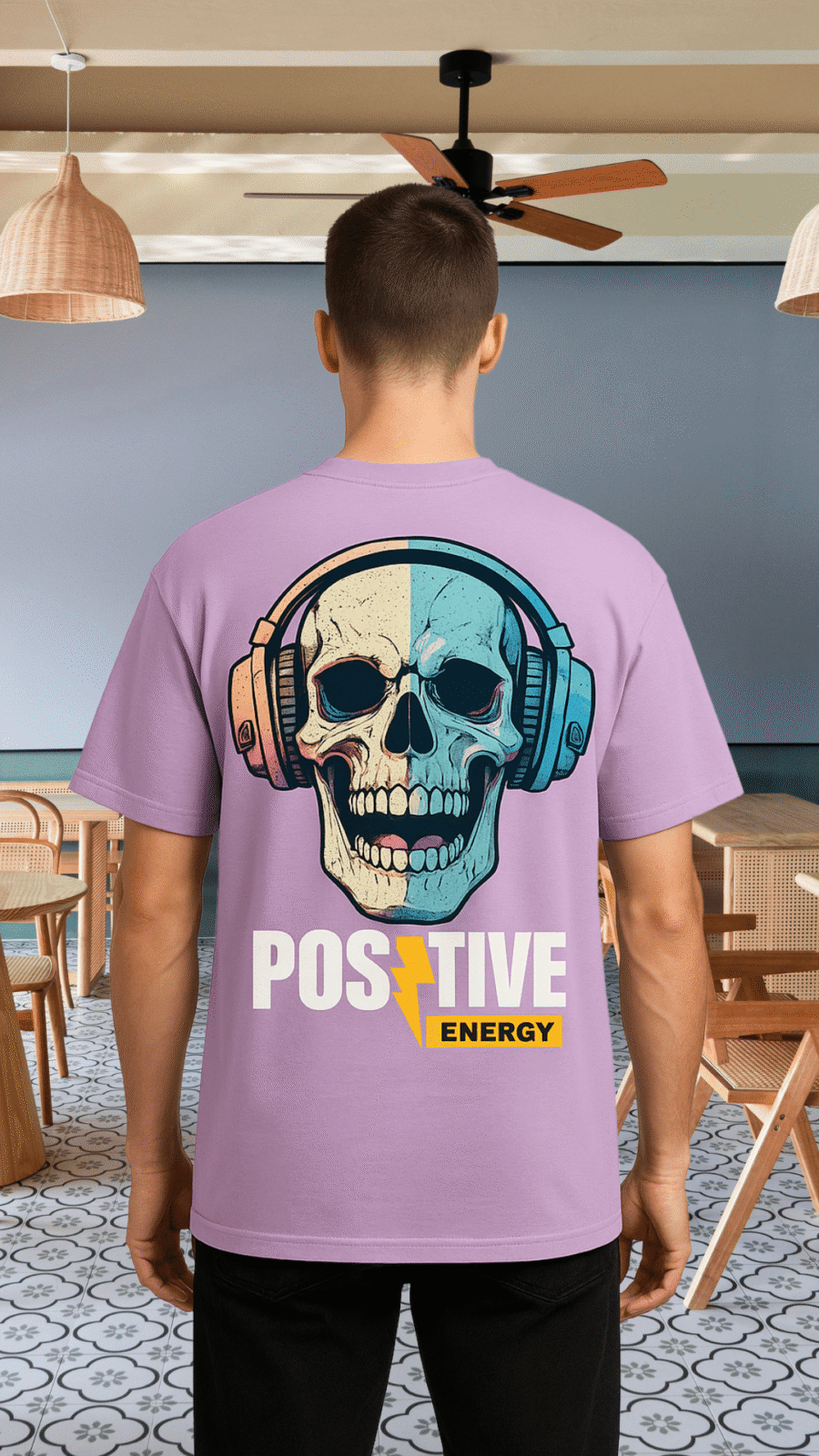 Premium Oversized TShirt Printed Ultra Comfortable Cotton 200 GSM Lavender Positive Energy