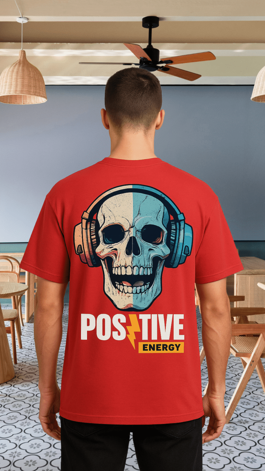 Premium Oversized TShirt Printed Ultra Comfortable Cotton 200 GSM Red Positive Energy