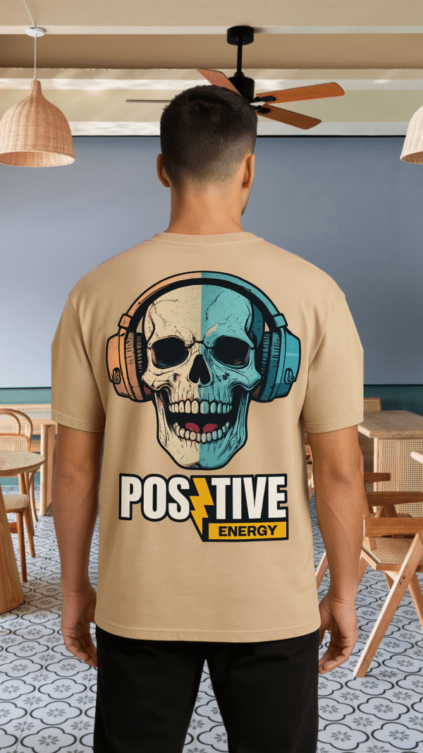 boy positive Premium Oversized TShirt Printed Ultra Comfortable Cotton 200 GSM Beige Positive Energy
