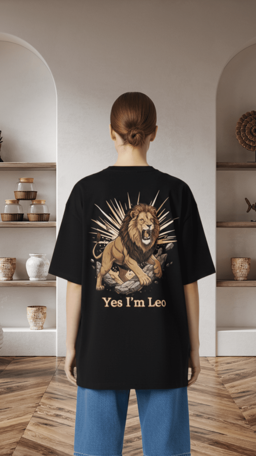 Premium Oversized TShirt Printed Ultra Comfortable Cotton 200 GSM Black Leo