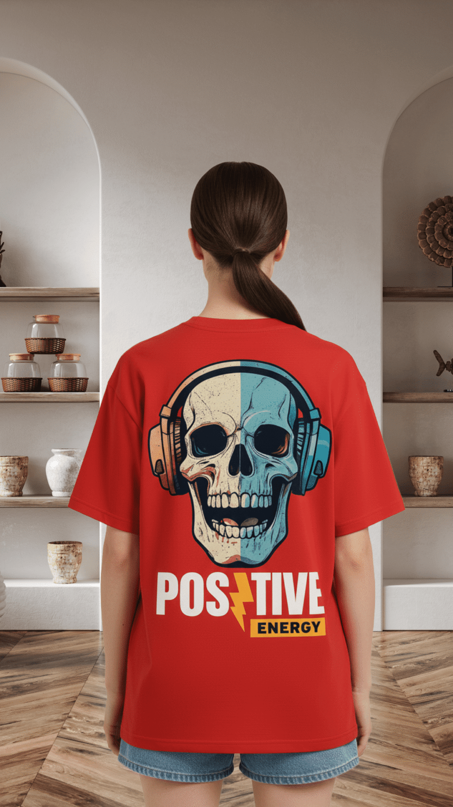 Premium Oversized TShirt Printed Ultra Comfortable Cotton 200 GSM Red Positive Energy