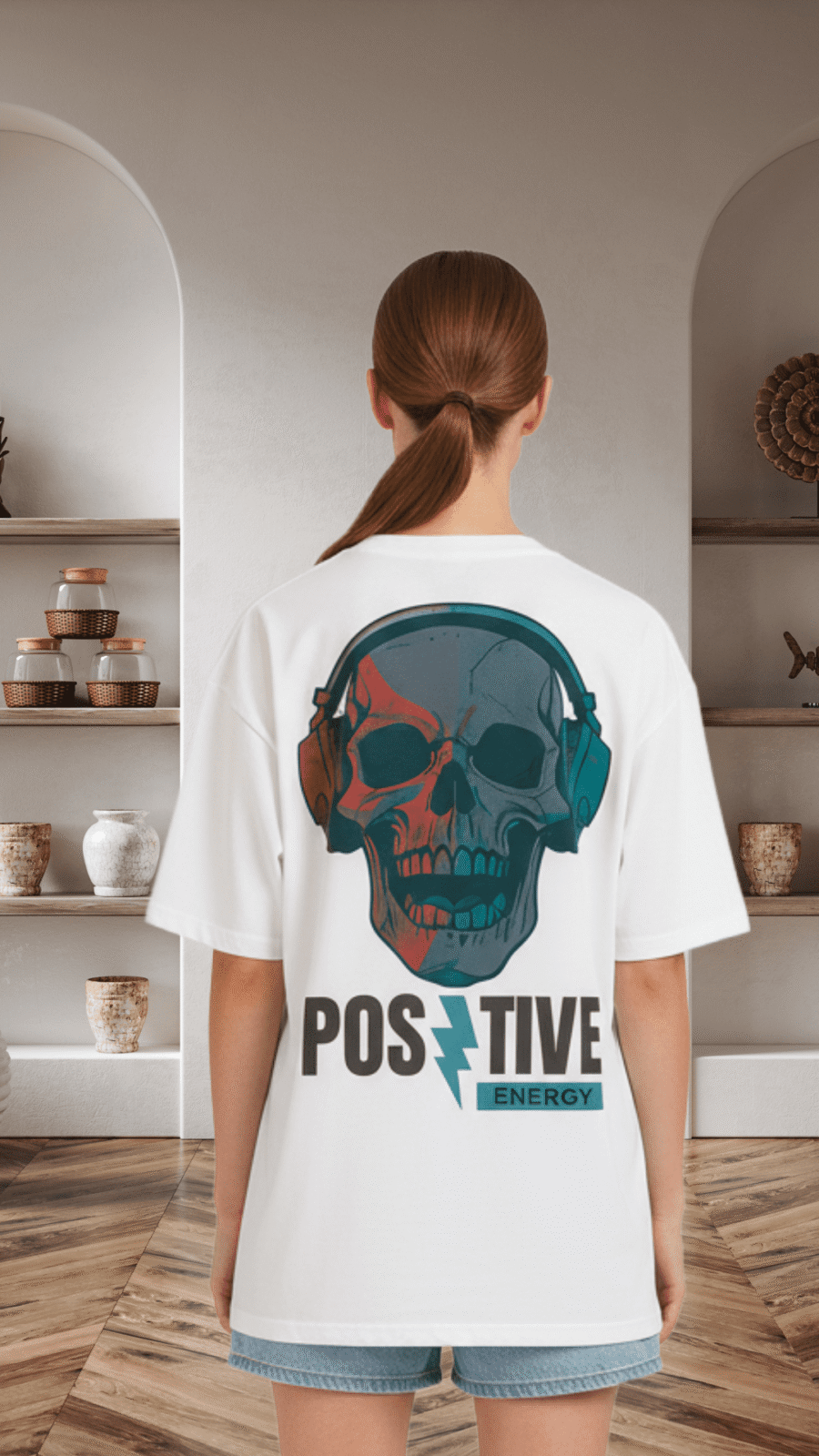 girl positive (6) Premium Oversized TShirt Printed Ultra Comfortable Cotton 200 GSM Beige Positive Energy