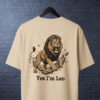 Premium Oversized TShirt Printed Ultra Comfortable Cotton 200 GSM Beige Leo