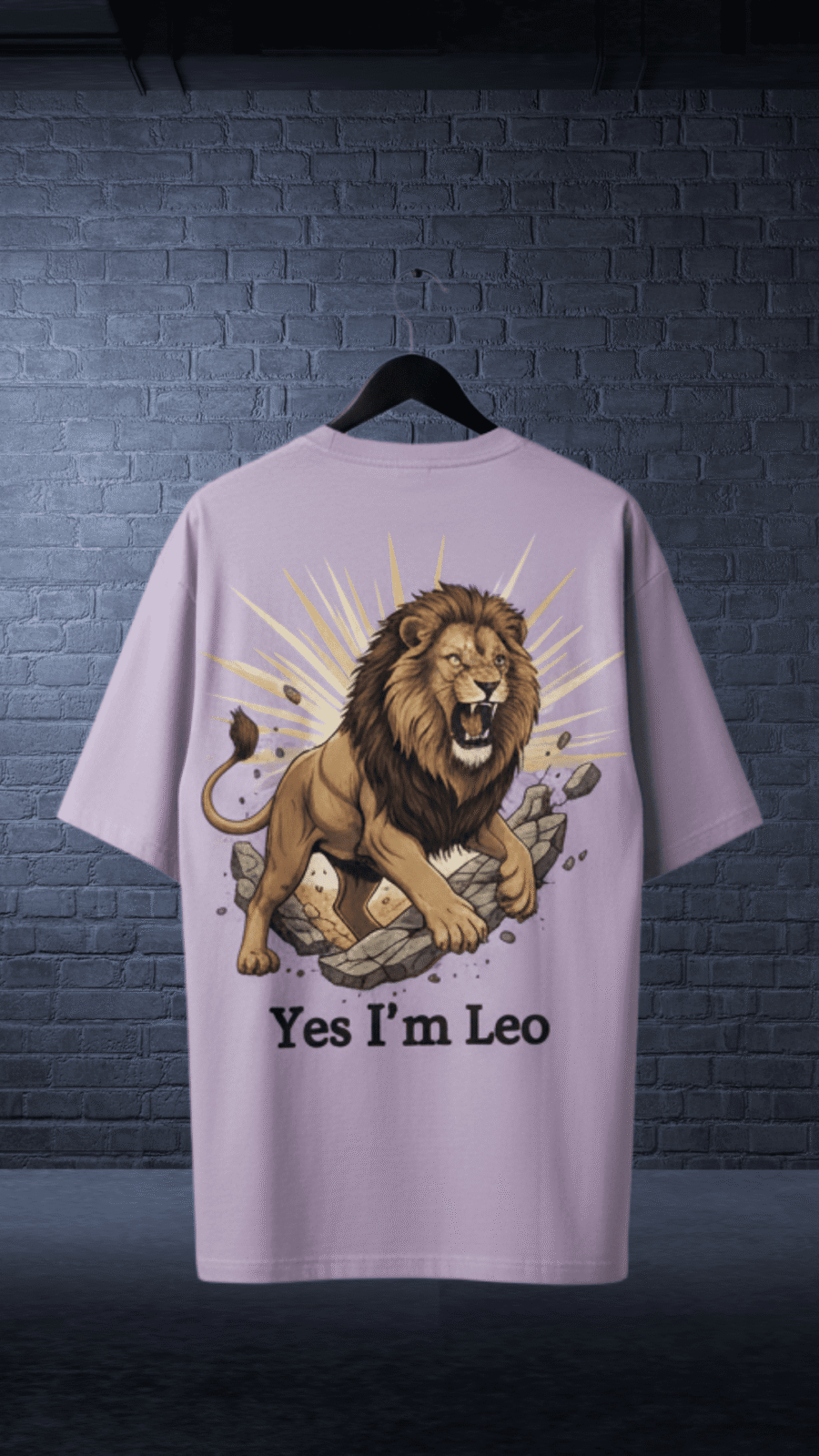 Premium Oversized TShirt Printed Ultra Comfortable Cotton 200 GSM Lavender Leo