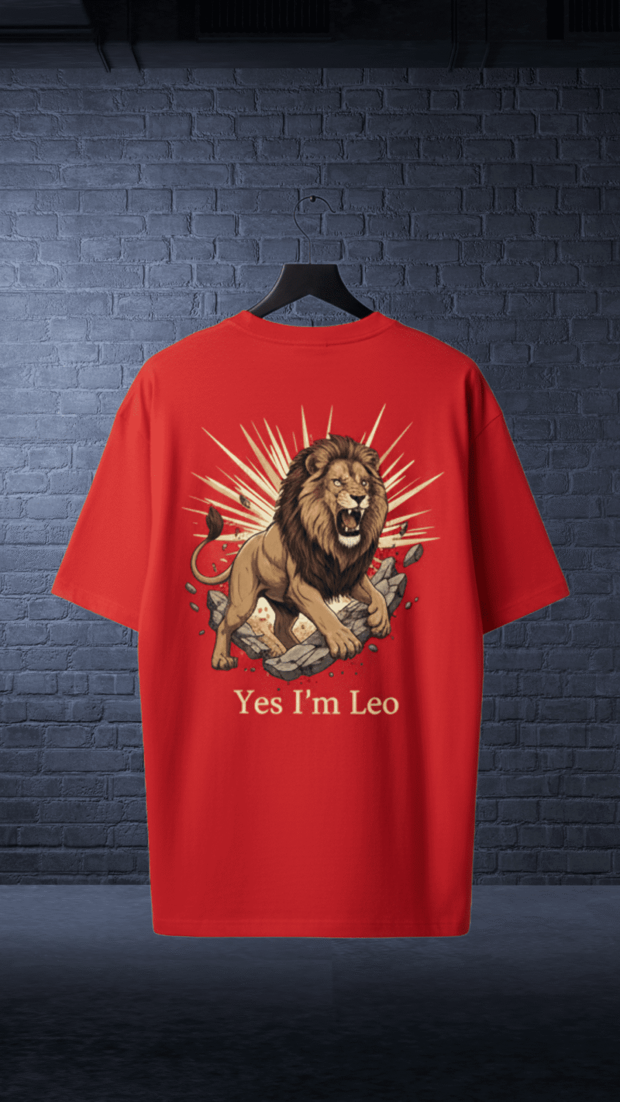 leo (4) Premium Oversized TShirt Printed Ultra Comfortable Cotton 200 GSM Red Leo