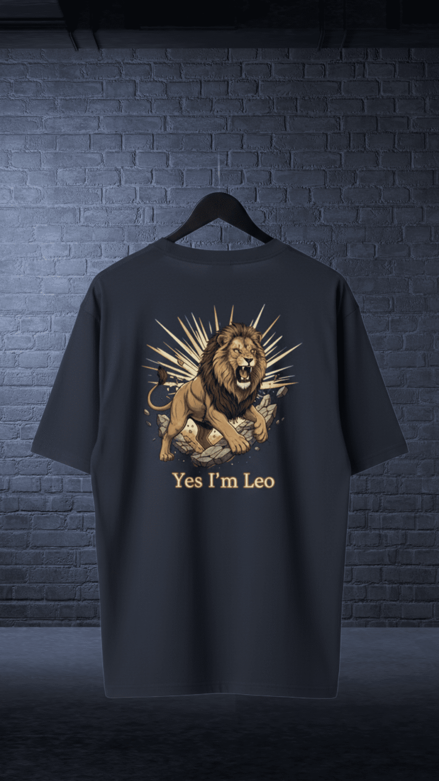 leo (5) Premium Oversized TShirt Printed Ultra Comfortable Cotton 200 GSM Navy Leo