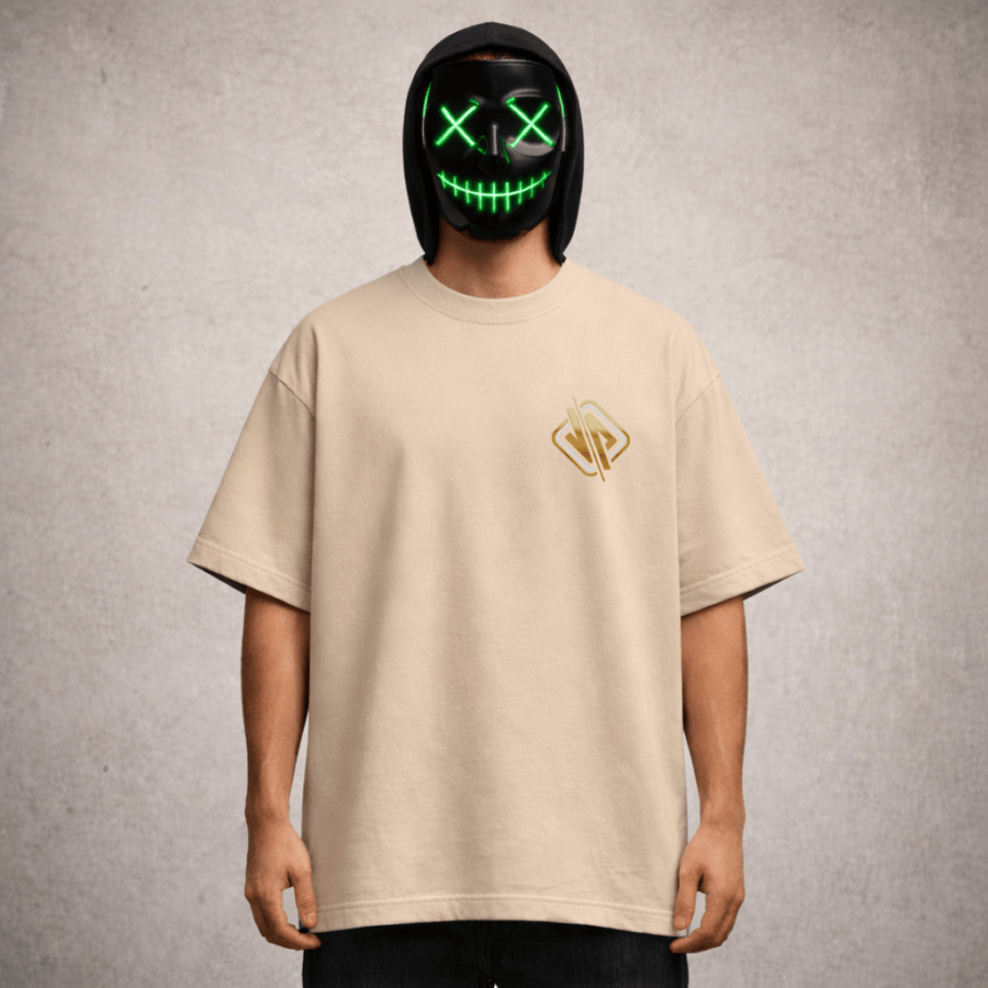 Premium Oversized TShirt Printed Ultra Comfortable Cotton 200 GSM Beige Boo Crew