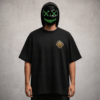 Black fornt view Premium Oversized TShirt Printed Ultra Comfortable Cotton 200 GSM Black Boo Crew