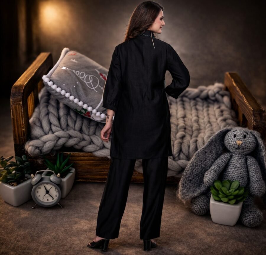 Luxurious Black Embroidered Coord Set with Pant for Women Designer Mirror Work