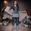 cotton digital print coord set with pant for women front view premium magic cotton coord set women stylish look blue printed coord set women close view digital print coord set elegant design cotton coord set women full outfit