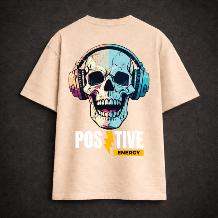 Premium Oversized TShirt Printed Ultra Comfortable Cotton 200 GSM Beige Positive Energy
