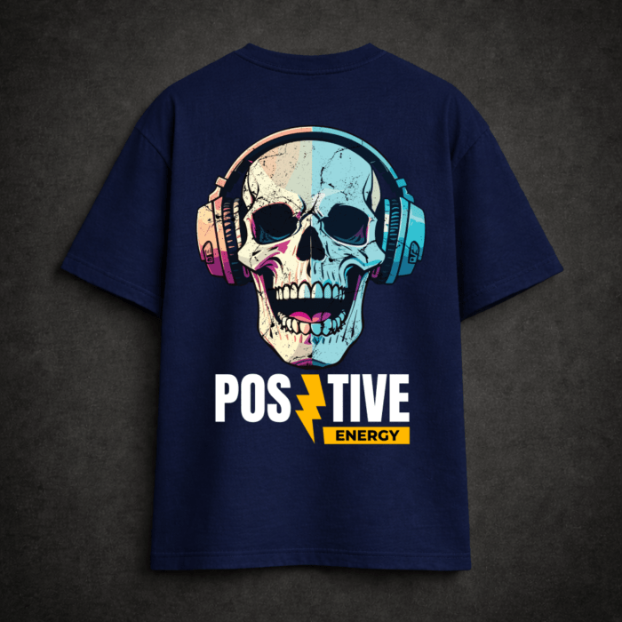 Premium Oversized TShirt Printed Ultra Comfortable Cotton 200 GSM Navy Positive Energy