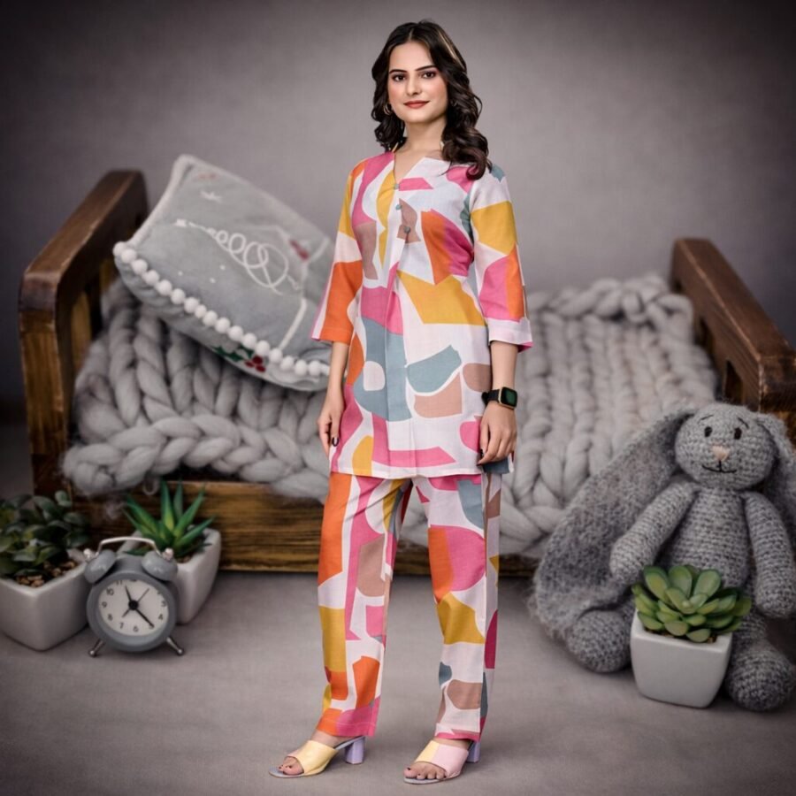 Stunning Multi Color Coord Set with Pant for Women | Premium Magic Print Cotton Wear