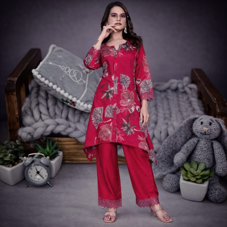 Stunning Rani Pink Coord Set with Pant for Women Premium Designer Wear Stunning Rani Pink Coord Set with Pant for Women Premium Designer Wear