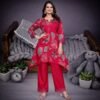 Stunning Rani Pink Coord Set with Pant for Women Premium Designer Wear2 printed Rani Pink coord set women stylish look