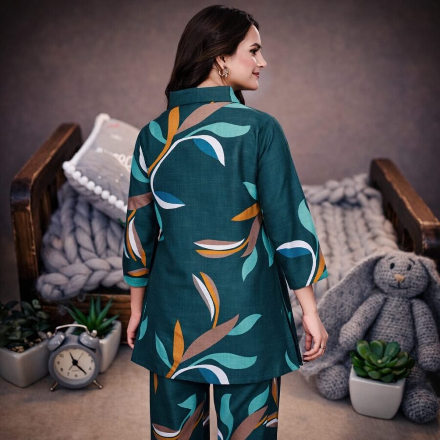 Stylish Bottle Green Printed Coord Set with Pant for Women  Premium Magic Cotton Wear