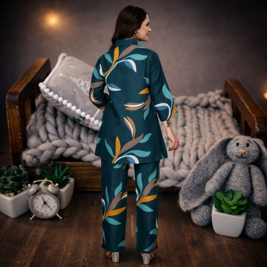 Stylish Bottle Green Printed Coord Set with Pant for Women  Premium Magic Cotton Wear