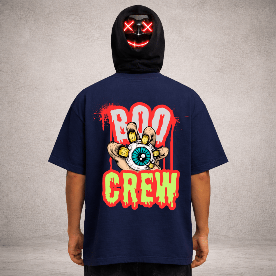 Untitled (1024 x 1024 px) (11) Premium Oversized TShirt Printed Ultra Comfortable Cotton 200 GSM Navy Boo Crew