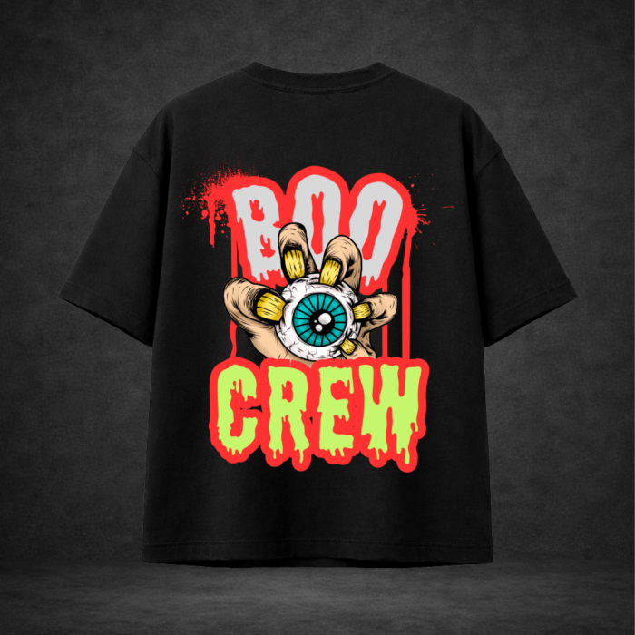 Premium Oversized TShirt Printed Ultra Comfortable Cotton 200 GSM Black Boo Crew